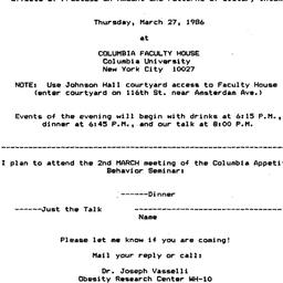 Announcements, 1986-03-27. ...