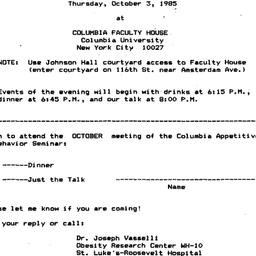 Announcements, 1985-10-03. ...
