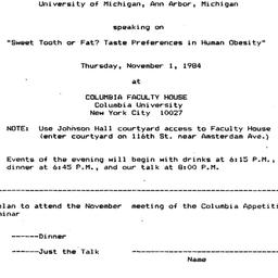 Announcements, 1984-11-01. ...