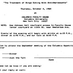 Announcements, 1984-10-04. ...