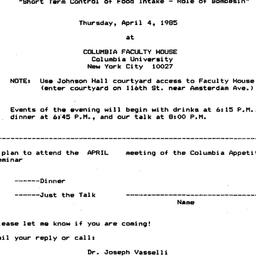Announcements, 1985-04-04. ...