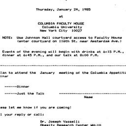 Announcements, 1985-01-24. ...