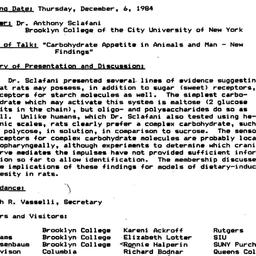 Minutes, 1984-12-06. Appeti...