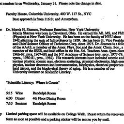 Announcements, 1990-01-16. ...