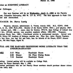 Announcements, 1990-03-13. ...