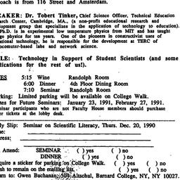 Announcements, 1990-12-01. ...