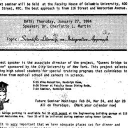 Announcements, 1994-01-02. ...