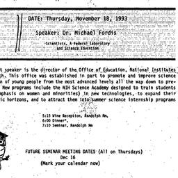 Announcements, 1993-11-10. ...