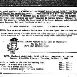 Announcements, 1993-10-08. ...