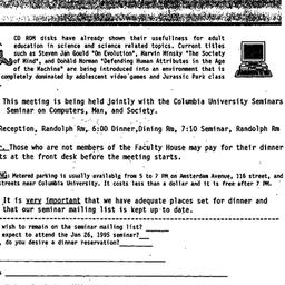 Announcements, 1995-01-20. ...