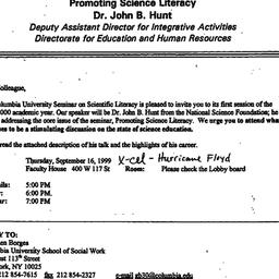Announcements, 1999-09-16. ...