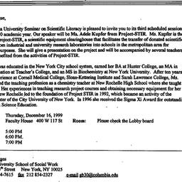 Announcements, 1999-12-16. ...