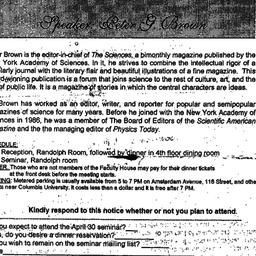 Announcements, 1997-04-30. ...