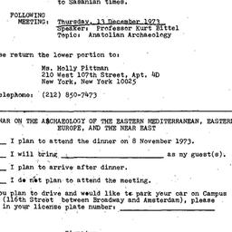 Announcements, 1973-11-08. ...