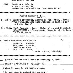 Announcements, 1984-02-09. ...