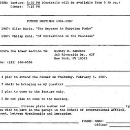 Announcements, 1987-02-05. ...