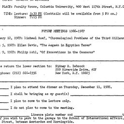 Announcements, 1986-12-11. ...