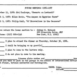 Announcements, 1986-10-30. ...