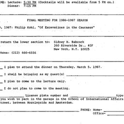 Announcements, 1987-03-05. ...