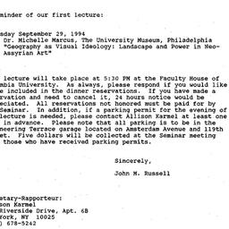 Announcements, 1994-09-29. ...