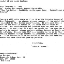 Announcements, 1995-02-09. ...