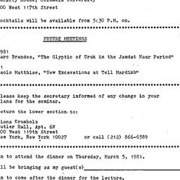 Announcements, 1981-03-05. ...