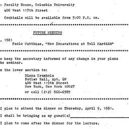 Announcements, 1981-04-09. ...