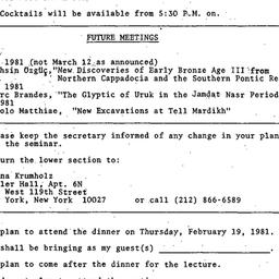 Announcements, 1981-02-19. ...