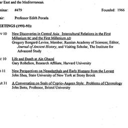 Schedules, The Ancient Near...