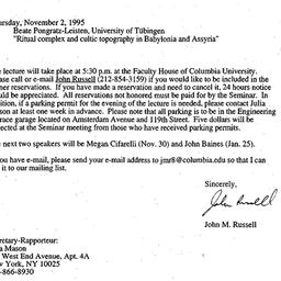 Announcements, 1995-11-02. ...