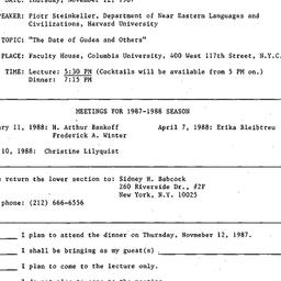 Announcements, 1987-11-12. ...