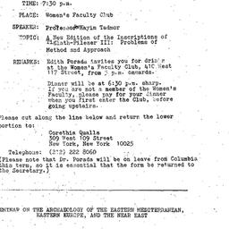 Announcements, 1971-11-11. ...