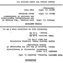 Announcements, 1982-12-09. ...