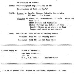 Announcements, 1982-09-16. ...