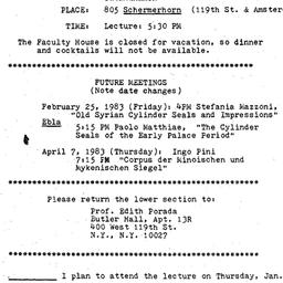 Announcements, 1983-01-13. ...