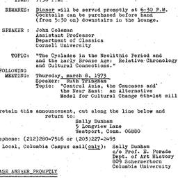 Announcements, 1973-02-08. ...