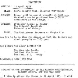 Announcements, 1973-04-12. ...