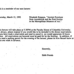 Announcements, 1992-03-12. ...