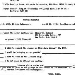 Announcements, 1986-01-30. ...