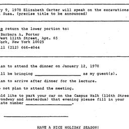 Announcements, 1978-01-12. ...