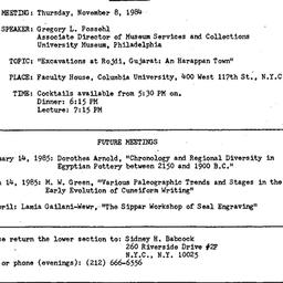 Announcements, 1984-11-08. ...