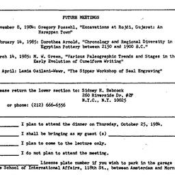 Announcements, 1984-11-25. ...