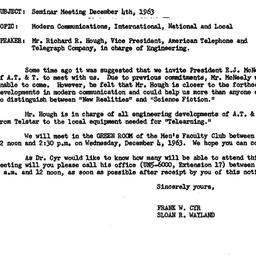 Announcements, 1963-11-26. ...