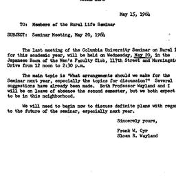 Announcements, 1964-05-15. ...
