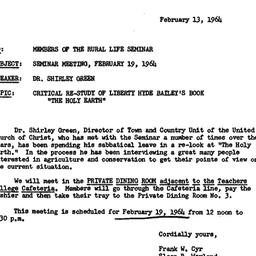 Announcements, 1964-02-13. ...