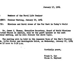 Announcements, 1964-01-17. ...