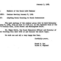 Announcements, 1964-01-03. ...