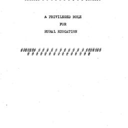 Speaker's paper, Rural ...
