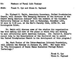 Announcements, 1961-12-08. ...