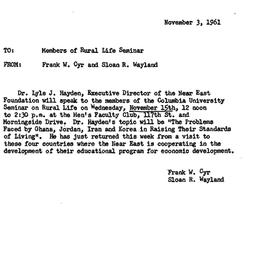 Announcements, 1961-11-03. ...